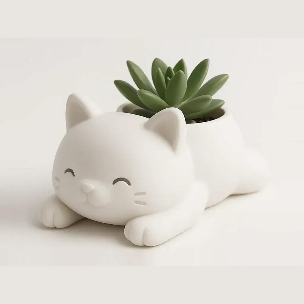 Sleeping Cat Succulent Planter — image 1